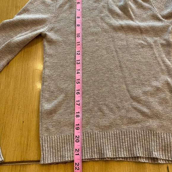 Hudson Women's wool Tan Crewneck Cutout Shoulder Stretchy Sweater new, as is L - Picture 13 of 16